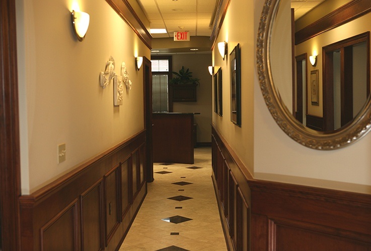 Hallway to dental exam rooms